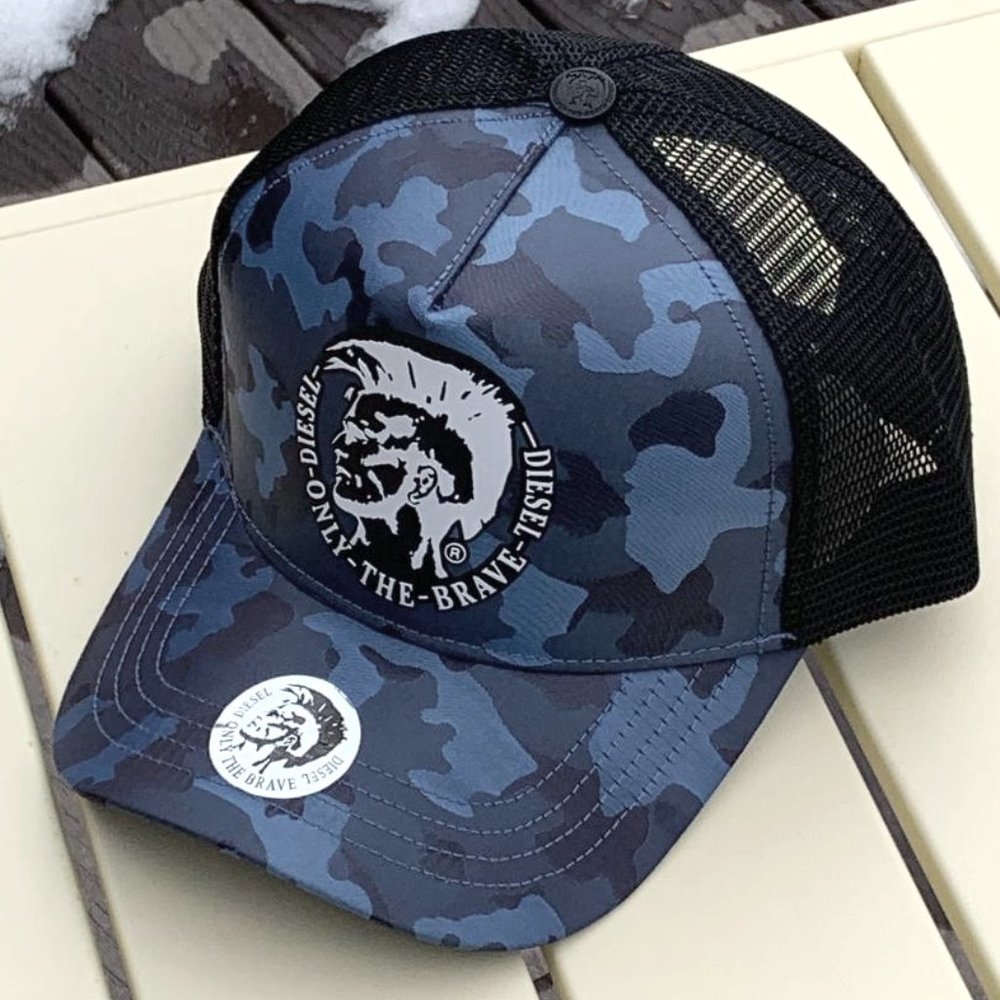 Blue Camo Diesel OTB Trucker Cap with Black Mesh